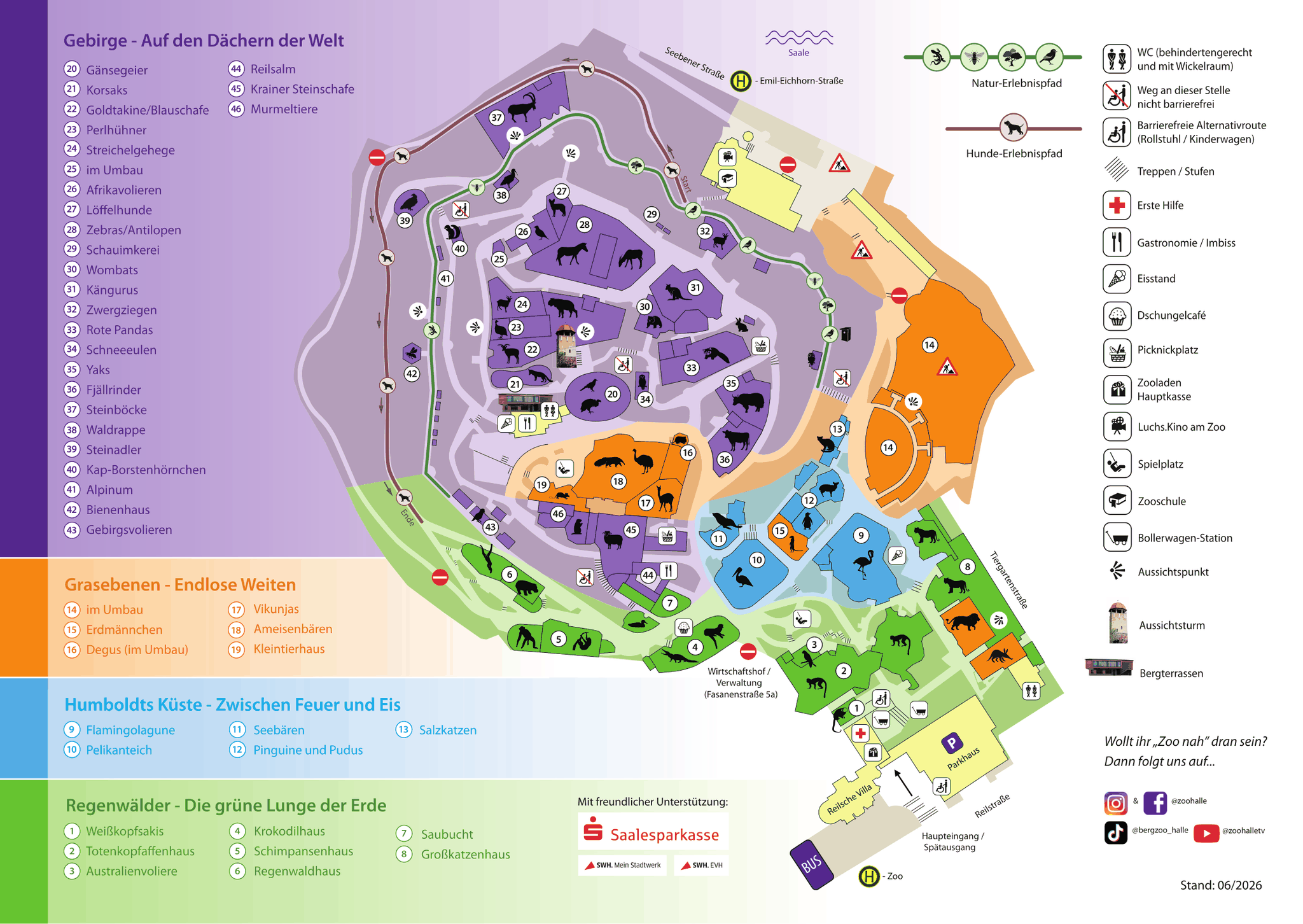 Zooplan des Bergzoos Halle, Stand 06/2026